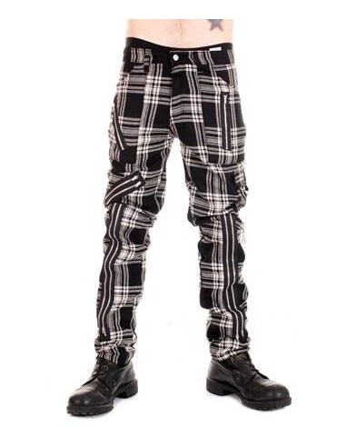 Red Zip Bondage Tartan Pants