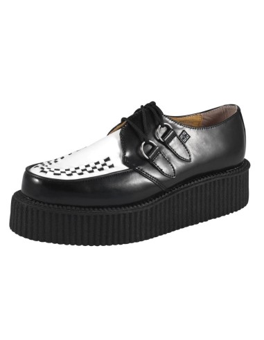 A6804 - Creepers - Cuero Negro y Blanco