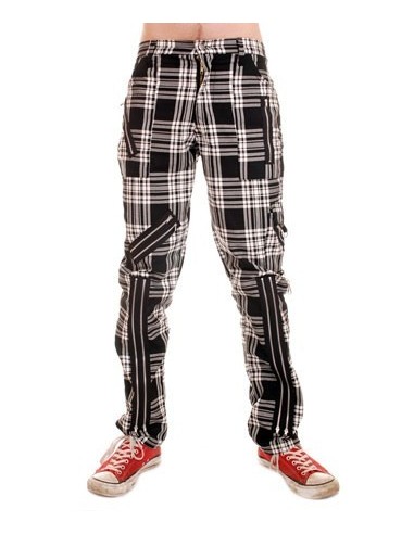 Red Zip Bondage Tartan Pants - Light