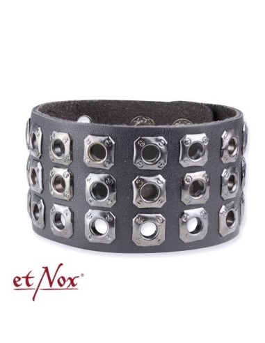 Pulsera Etox de cuero con cremalleras