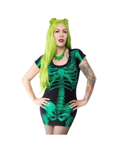 GREEN GLOW SKELETON TUNIC DRESS