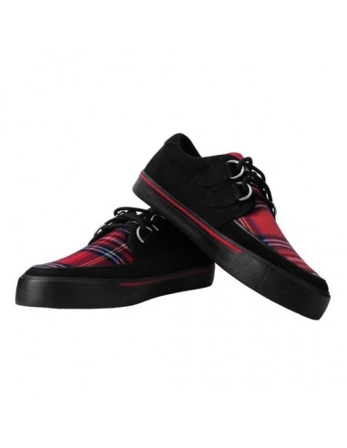 T.U.K. Shoes Red & Black Plaid Vegan Suede Creeper Sneaker