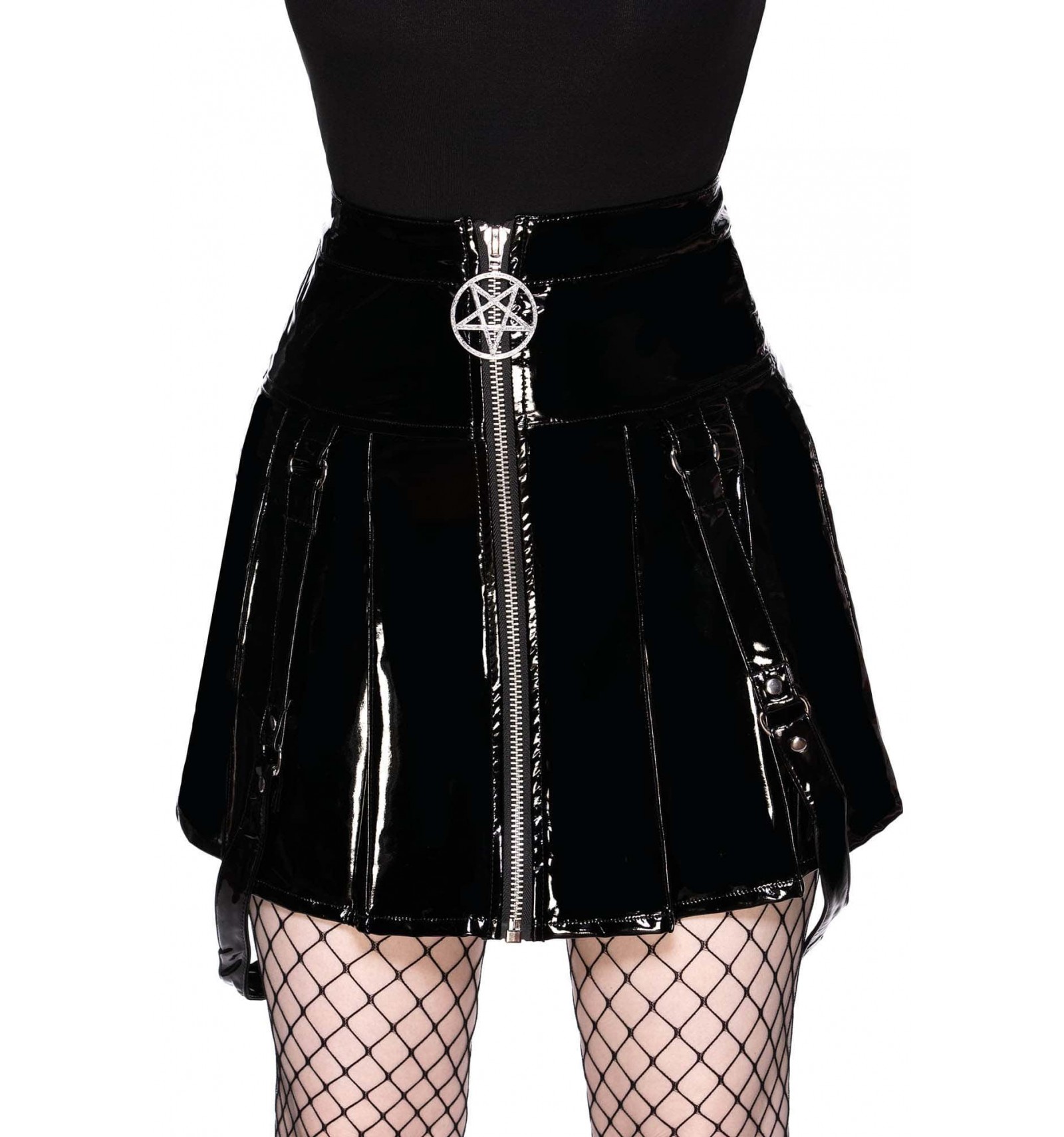 Furious Gloss Pleated Skirt - Gothic-Zone