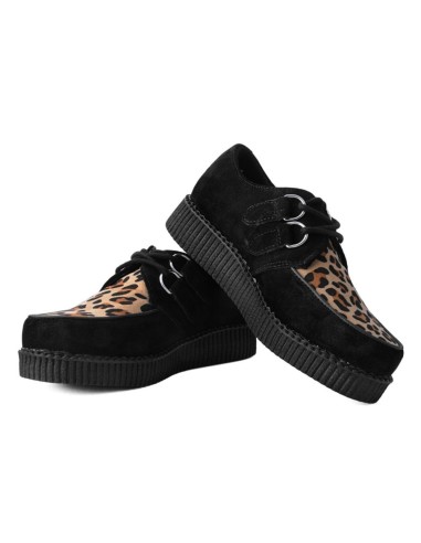 T.U.K. Black Suede And Leopard Viva Flex Ultra Low Sole Creeper