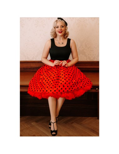 Amanda Retro Swing Dress in Black and Red Black Polka