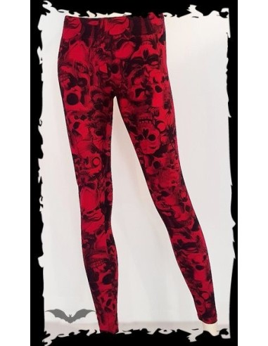 Leggings mujer rojo calaveras