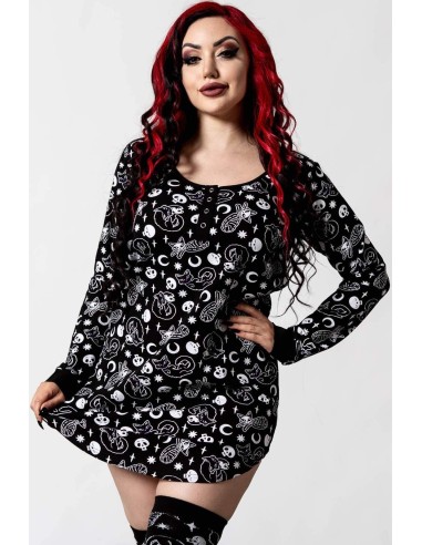 Camisón manga larga `Purr Off´ , negro, Killstar