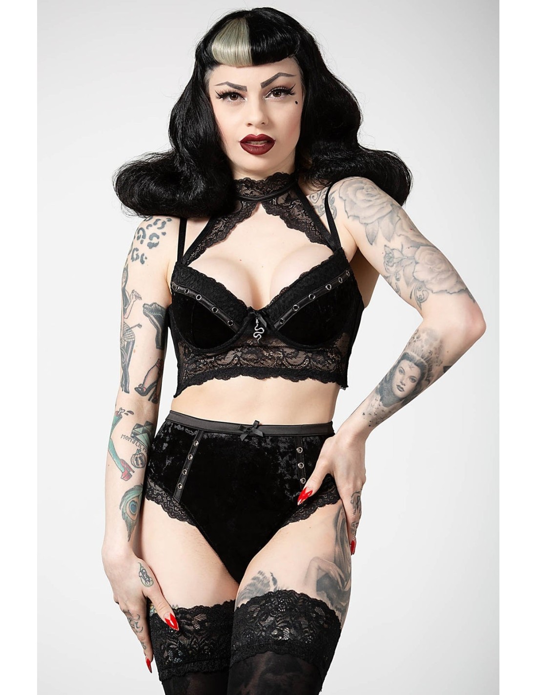 Mercy Lace Set , black - Gothic-Zone