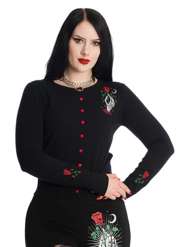 Cardigan negro con bordados ISHTAR CARDIGAN