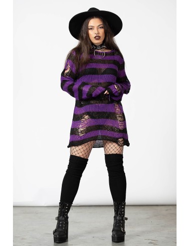 Jersey unisex punto rayas moradas y negras, WONKA Killstar