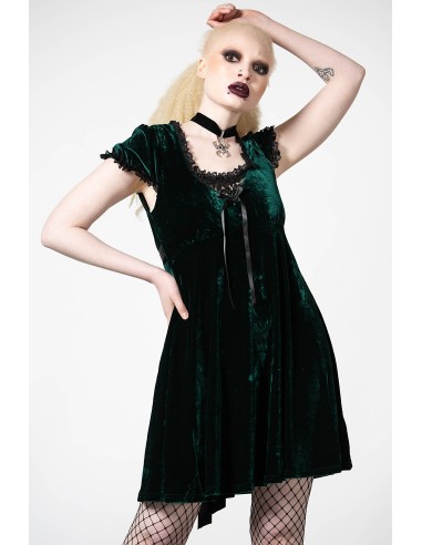 Vestido de terciopelo verde esmeralda `Heather´, KillStar