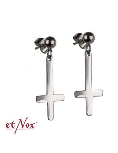 etNox - earrings "Black Cross" stainless steel