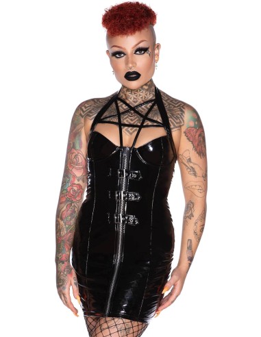 Vestido vinilo con hebillas `Vexed Up´ , Killstar