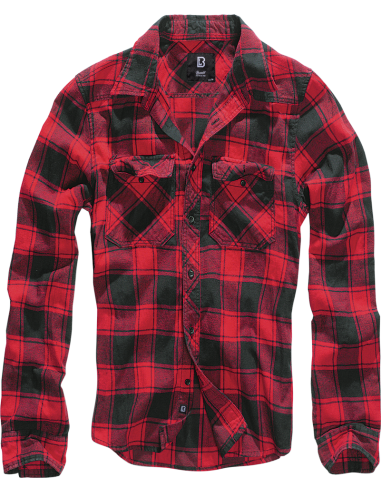 Camisa hombre roja cuadros negros