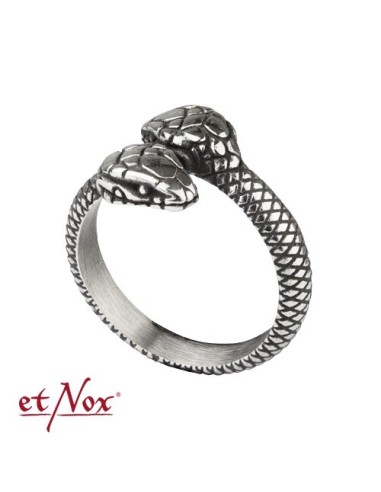 Anillo de acero inoxidable etNox "Runas" en aspecto antiguo