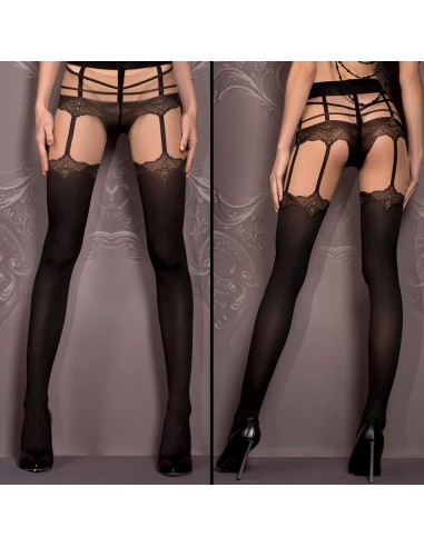 Medias efecto liguero dorado y negro , Ballerina hosiery