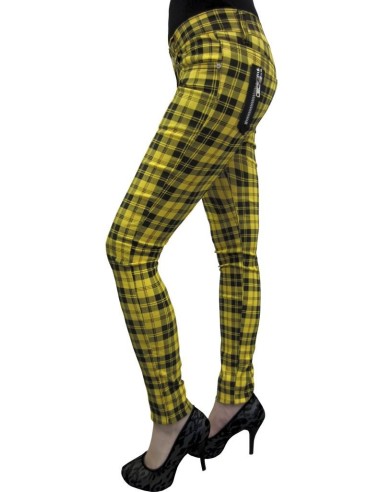 Pantalón mujer cuadros amarillo y negro