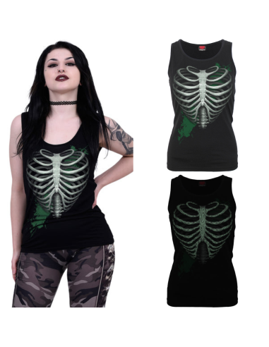 Top mujer tirantes HEART RIBS , brilla en la oscuridad