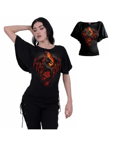 RESTING WITCH FACE - Boat Neck Bat Sleeve Top Black