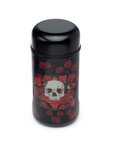 Botella de Agua con Pajita y Asa Calavera y Rosas Bandera Reino Unido