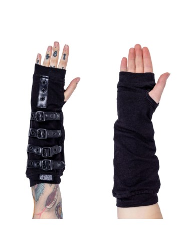 Guantes largos con lazada e imitación piel