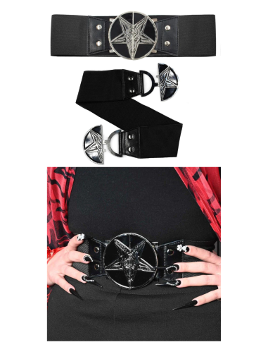 Elastic Waist Belt Goat Head Black