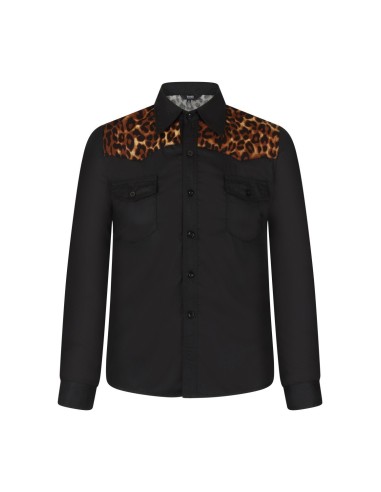 Camisa rockabilly negra con leopardo