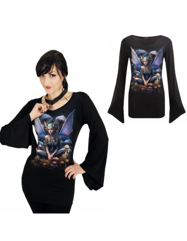 MAGICAL- V Neck Goth Sleeve Top Black