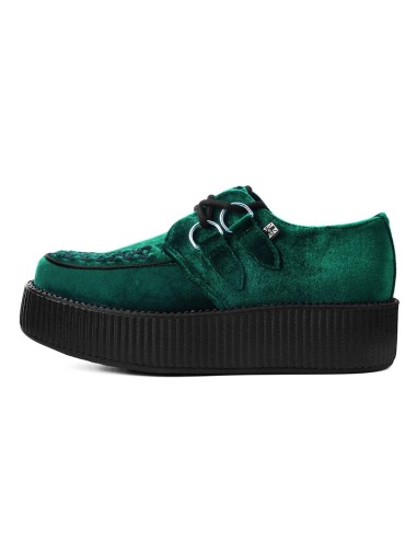 T.U.K. Shoes Green Velvet High Sole Creeper