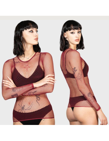 HELLRAZOR FISHNET TOP [BURGUNDY]