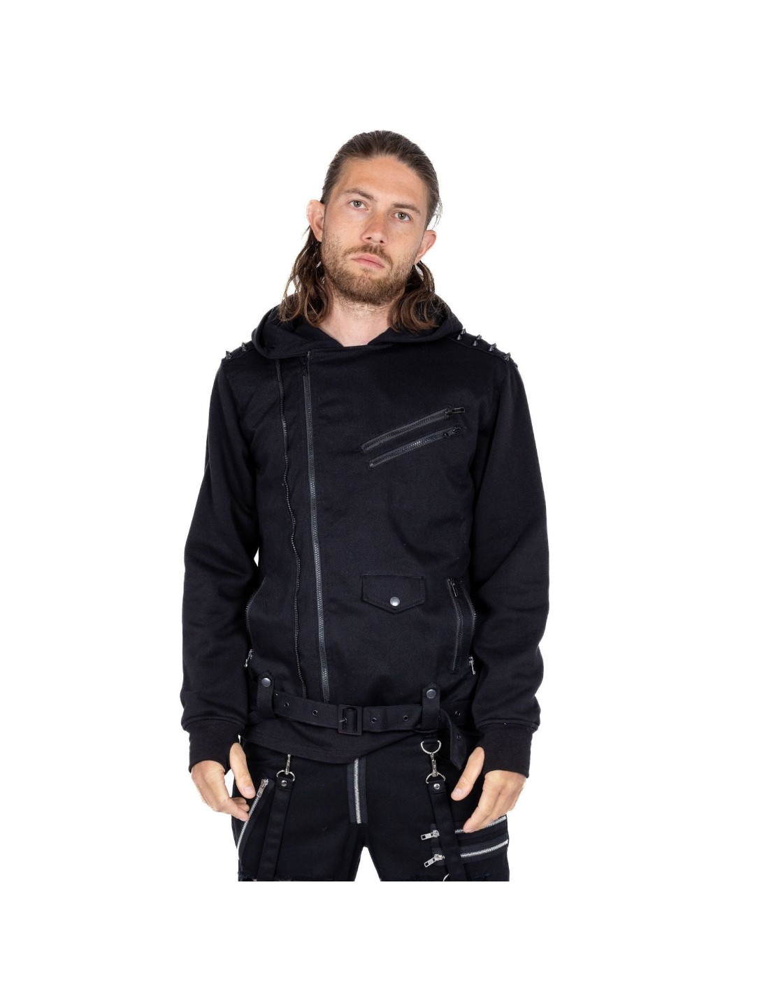 Chaqueta larga hombre terciopelo negro WALKER - Gothic-Zone