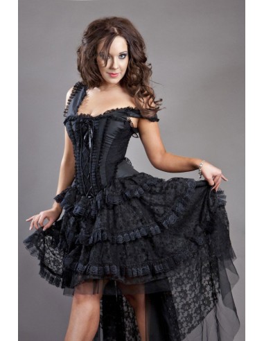 Vestido mujer de tafetán negro OPHELIE 