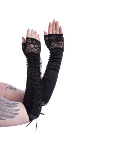 Guantes largos LONG LACE GLOVES - BLACK