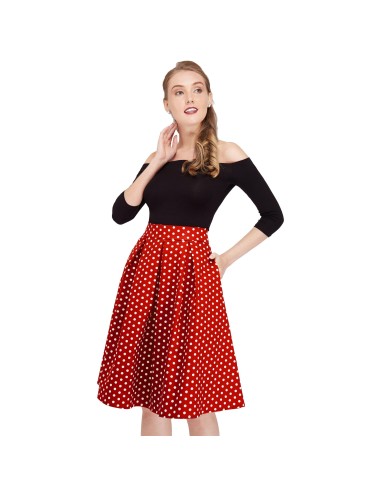 Rochelle High Waist Full Circle Polka Dot Skirt in Black/White