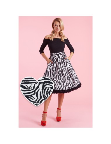 Carolyn Box Pleat Zebra Print Swing Skirt