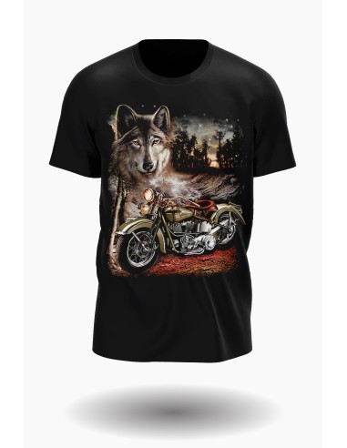 Camiseta efecto Moto y lobo