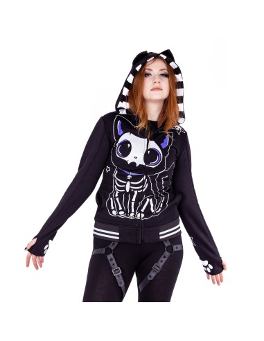 SKELETON CAT HOOD - BLACK