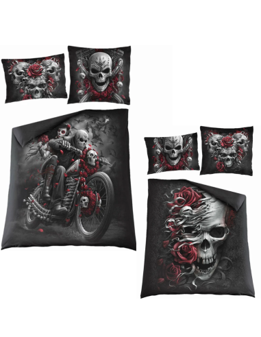 SKULL ROSES - Double Duvet Cover + UK And EU Pillow case