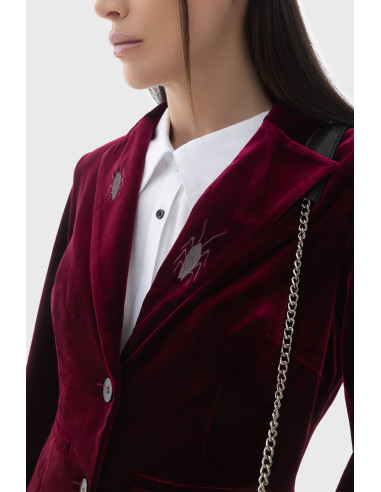 Talla S: Chaqueta terciopelo burdeos `Recently Deceased Shrunken Blazer´