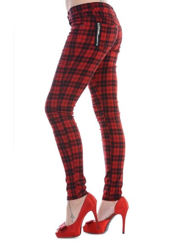 Tartan trousers red blk